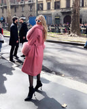 ABRIGO DE PIEL GENUINA DE ZORRO EN ROSA CLARO