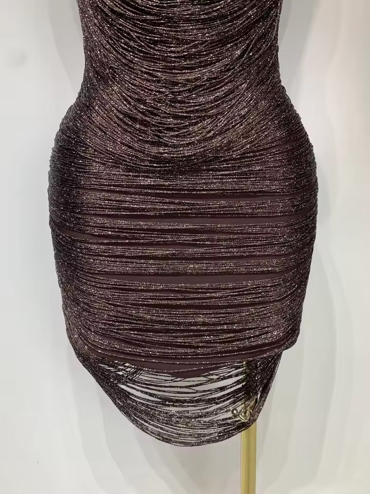 Chocolate Bronze Shimmer Bandage Dress