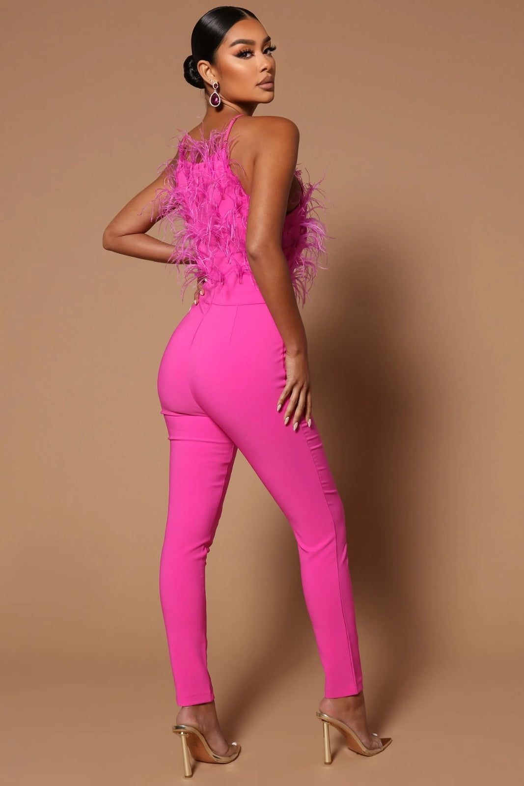 Tine Feather Fuchsia Jumpsuit