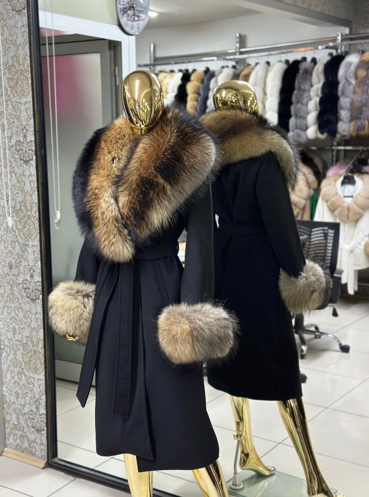 RACOON FUR CASHMERE COAT