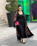 Abaya de lana bordada en negro