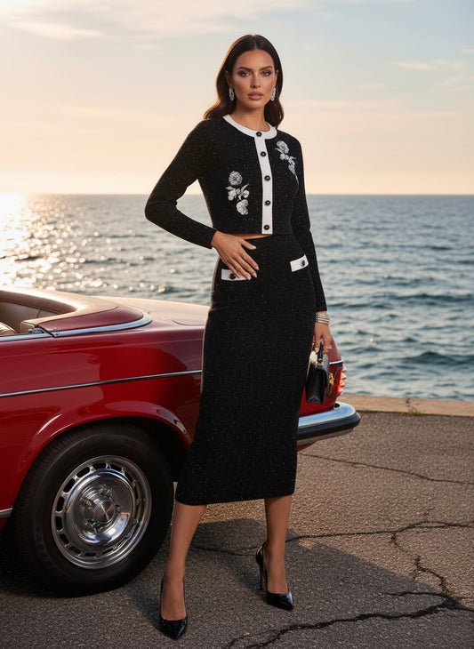 Embellished Knit Two-Piece Set