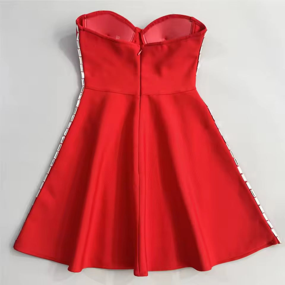 Embellished Strapless Bandage Dress