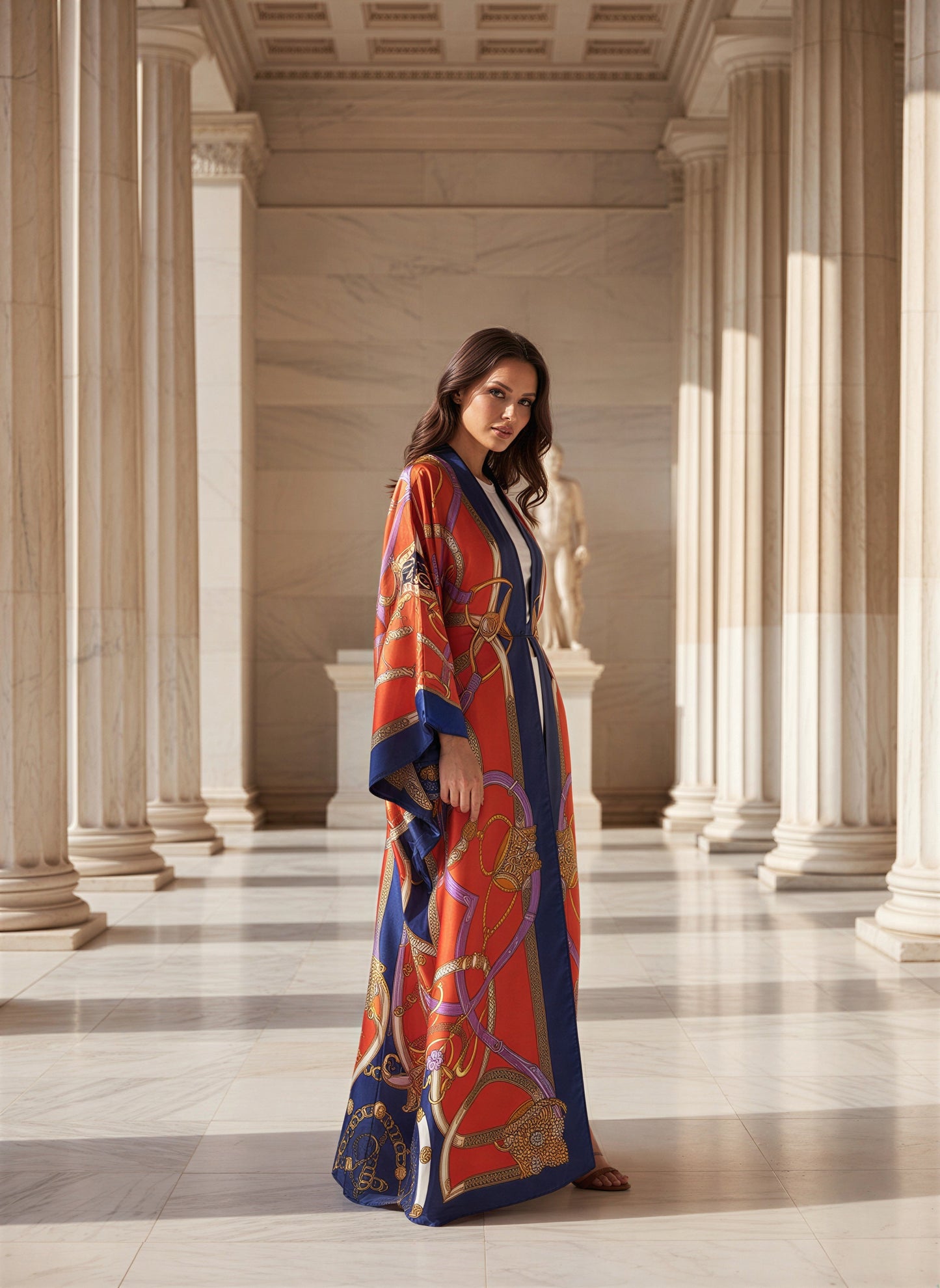 Ayla Printed Silk Kaftan Abaya