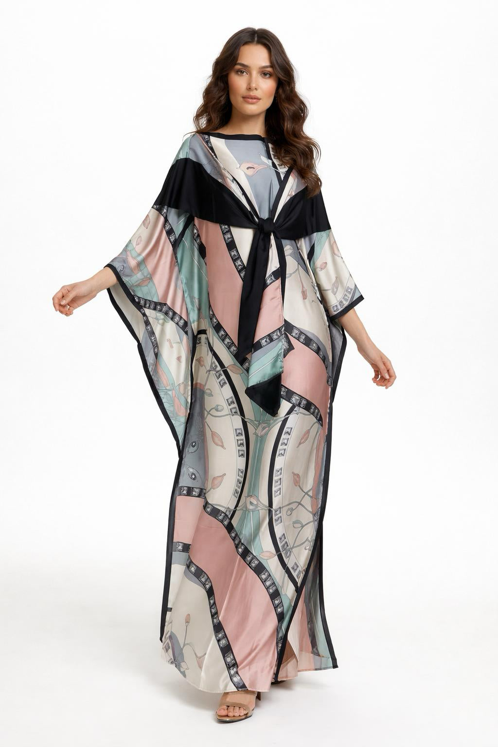 Salma Printed Silk Abaya