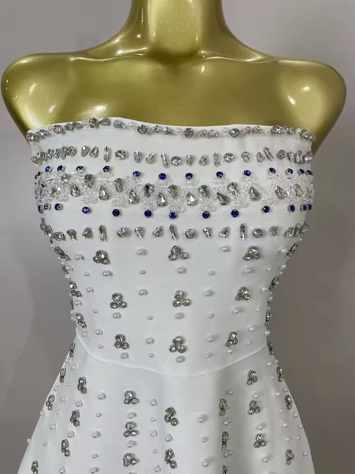 Embellished Strapless Bandage Dress