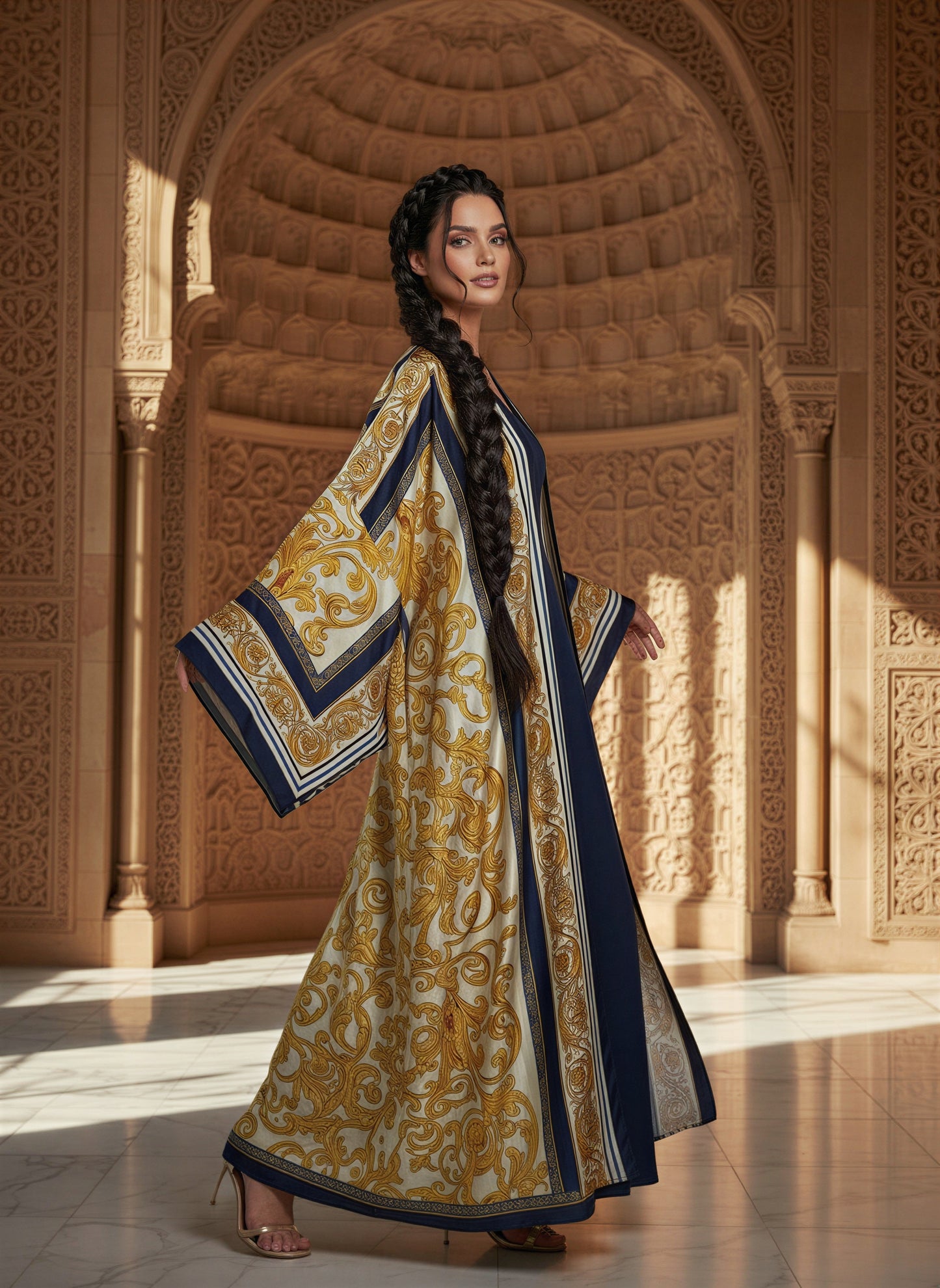 Nada Printed Silk Abaya