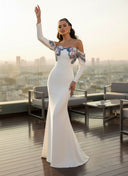 Off-Shoulder Embellished Maxi Dress