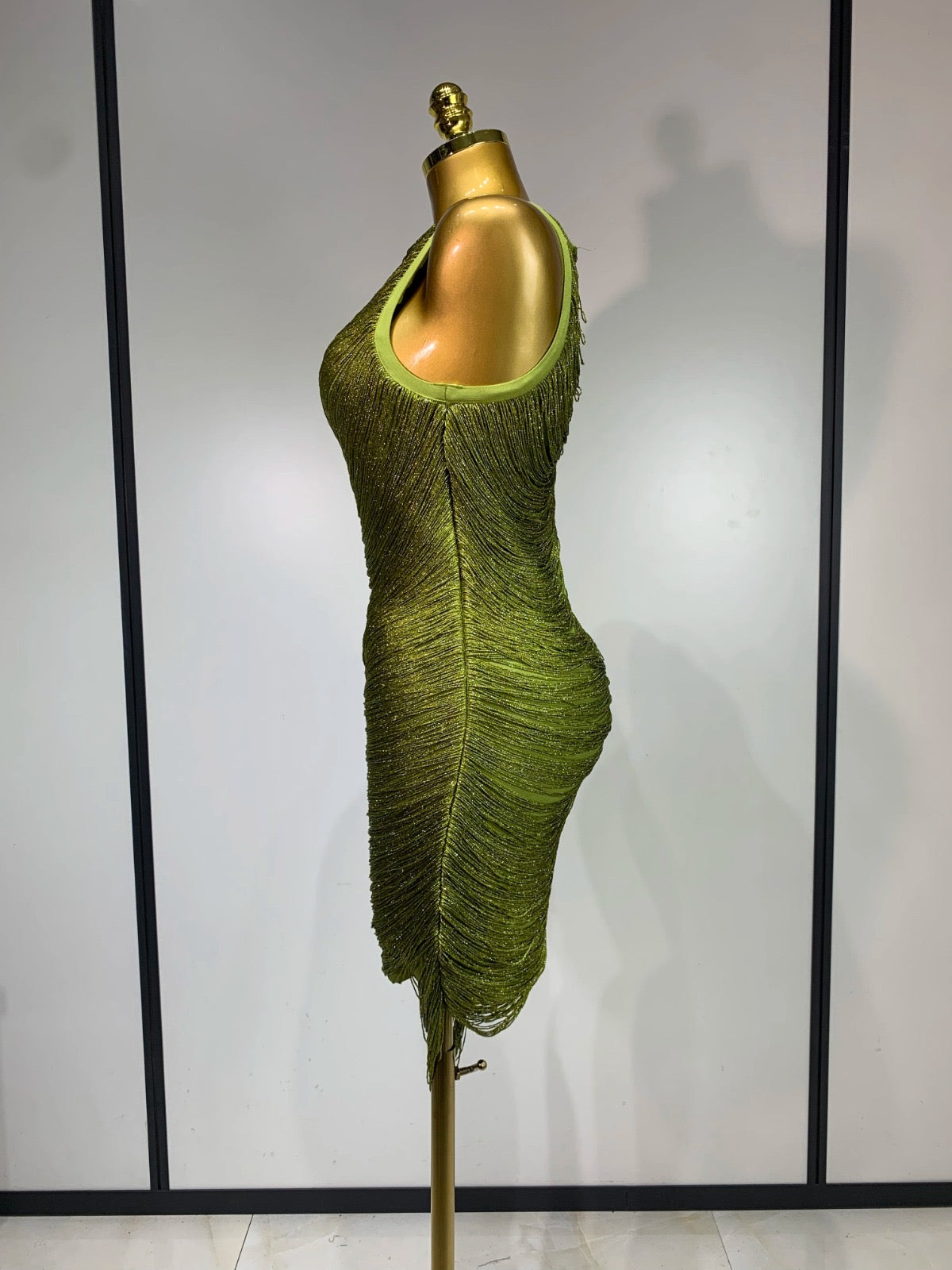 Olive Shimmer Bandage Dress