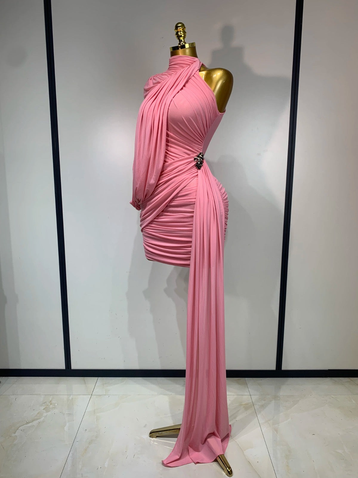 Blush Draped Mini Dress