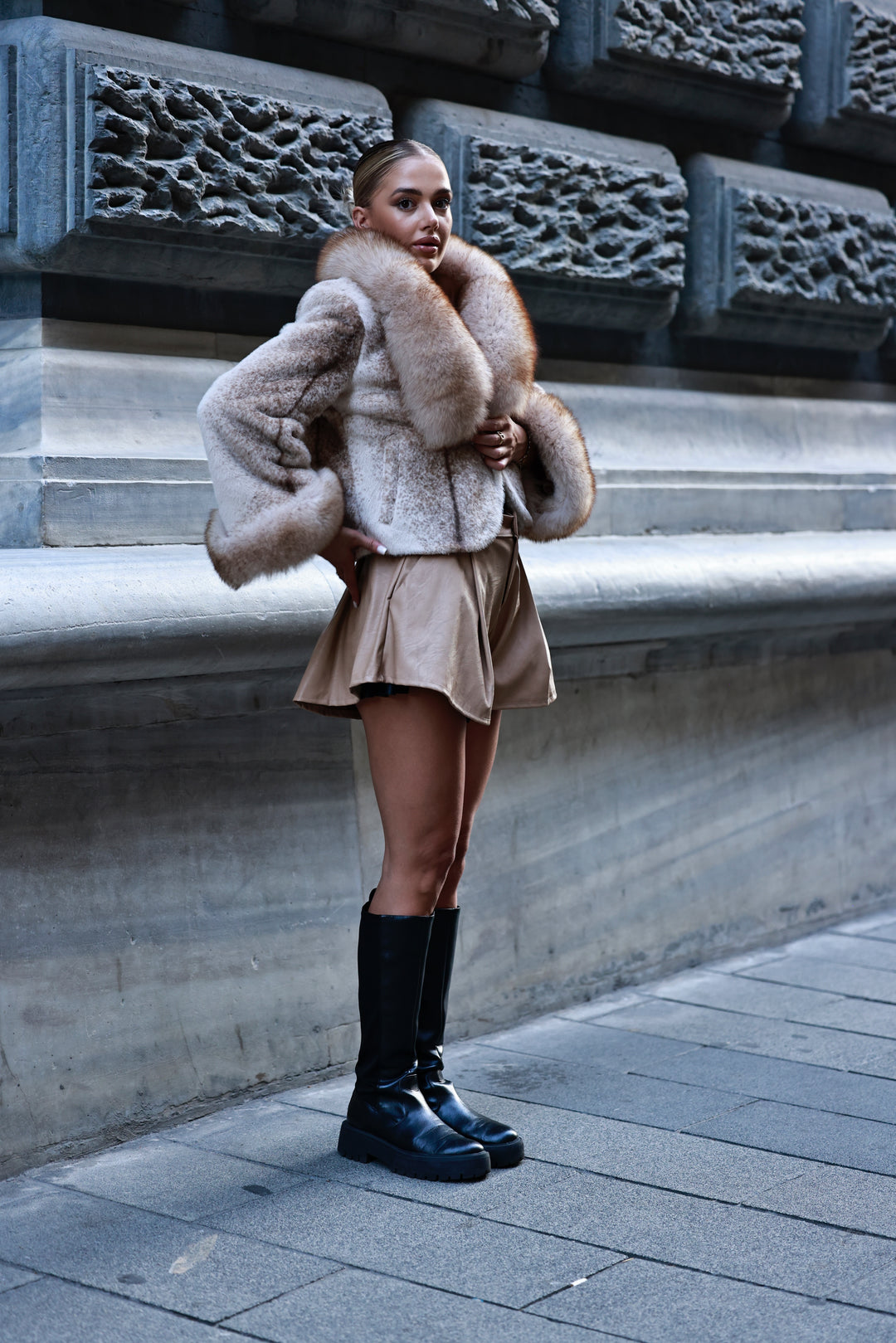 Luxury Fox Fur Trim Jacket