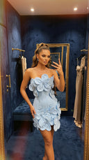 Blue Blossom Bandage Mini Dress
