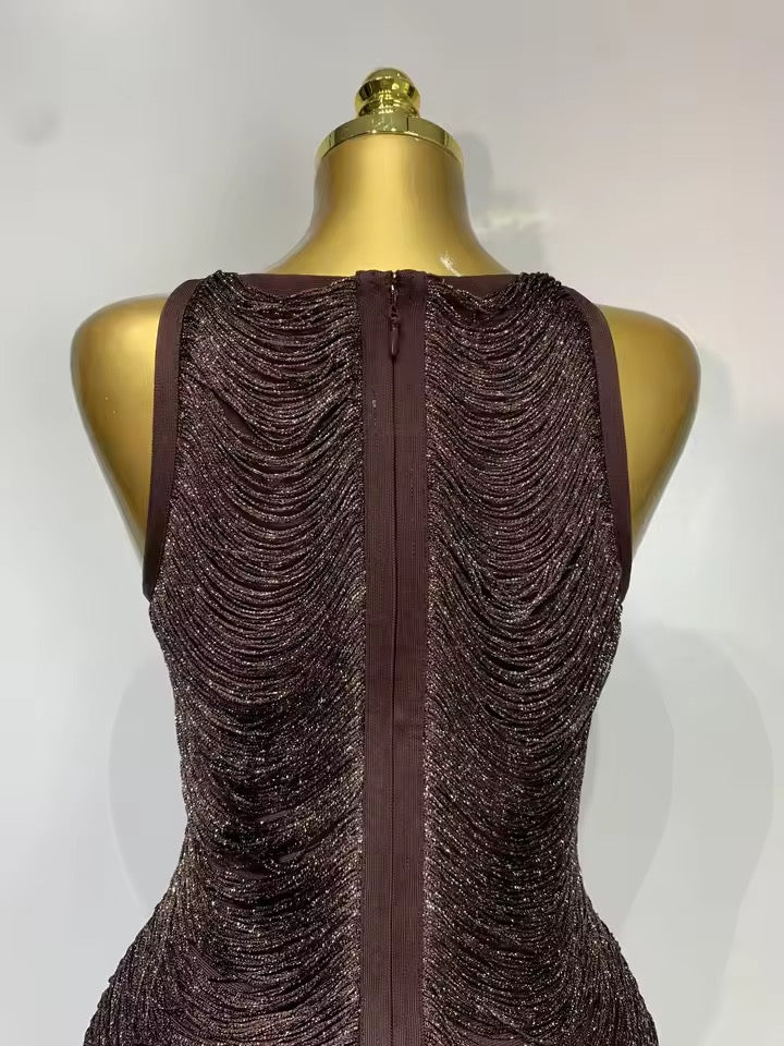 Chocolate Bronze Shimmer Bandage Dress