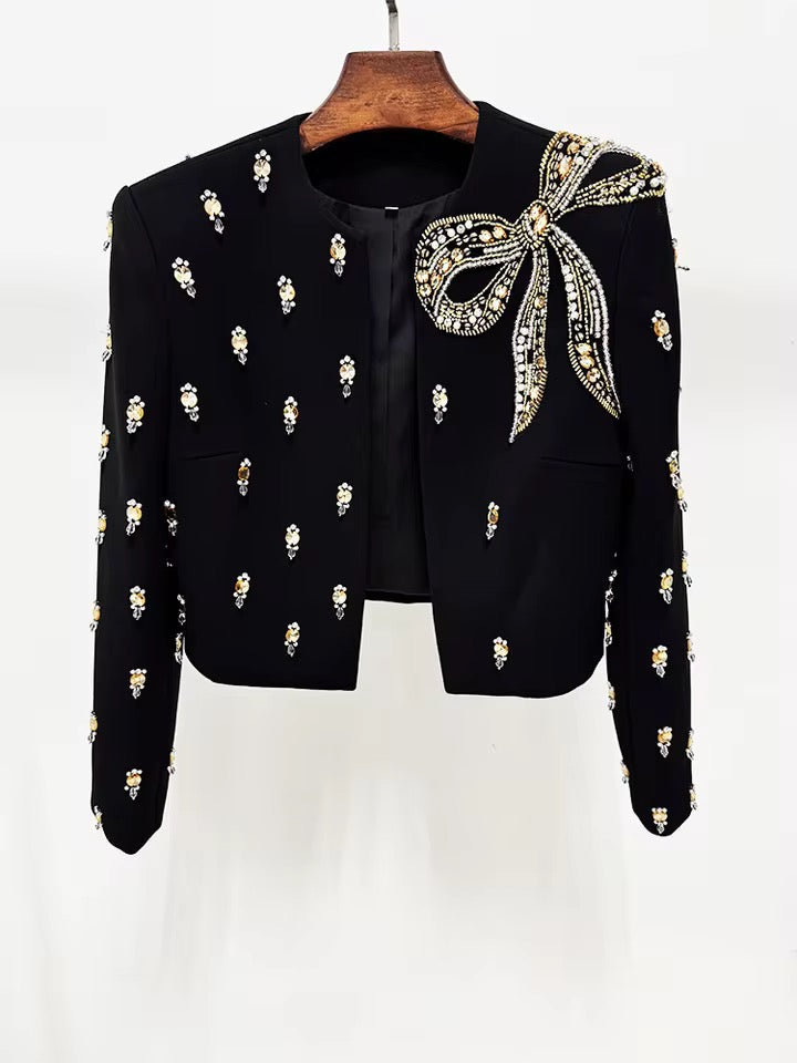 Embellished Maxi Dress with Cropped Jacket