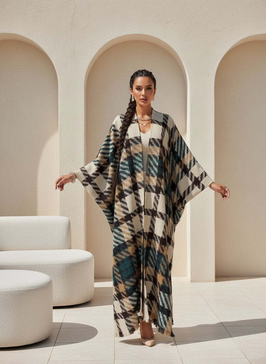 Geometric Print Wool Abaya – Winter Modern Collection