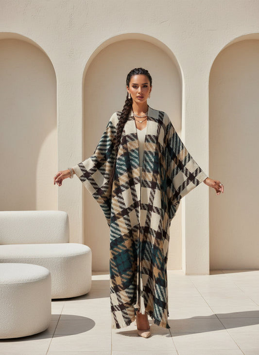 Geometric Print Wool Abaya – Winter Modern Collection
