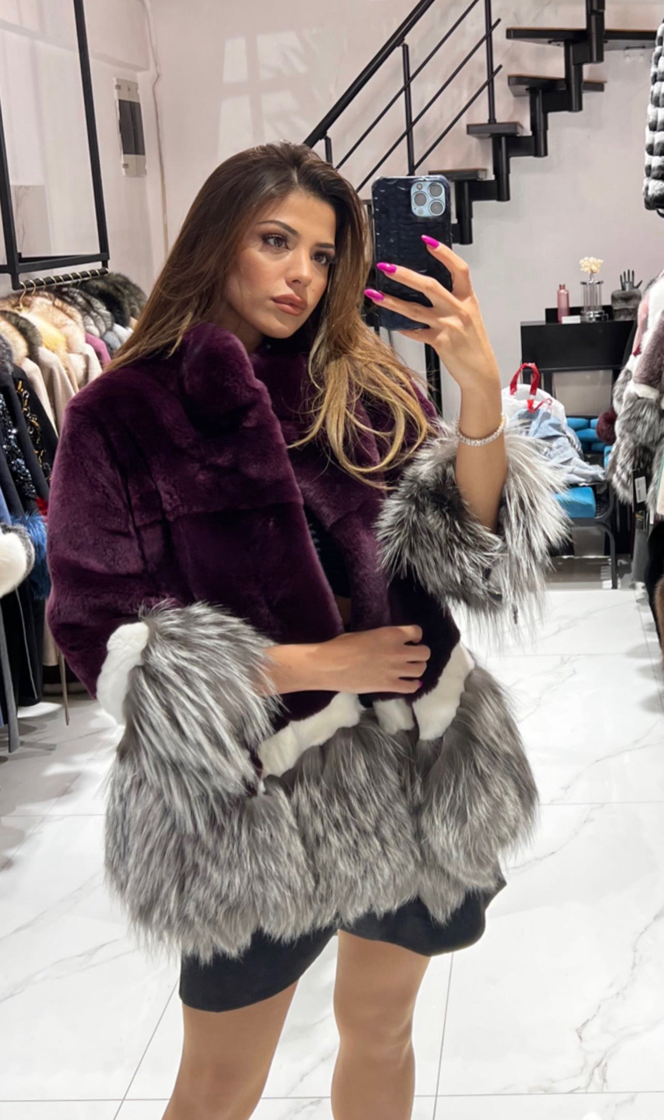 REAL FOX FUR AND RABBIT FUR JACKET