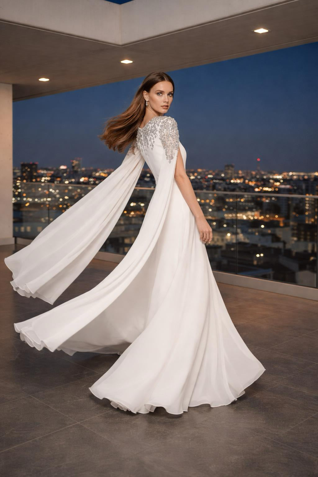 Beaded Split Evening Dress