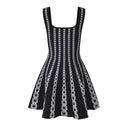 Black & White Knit Bandage Mini Dress