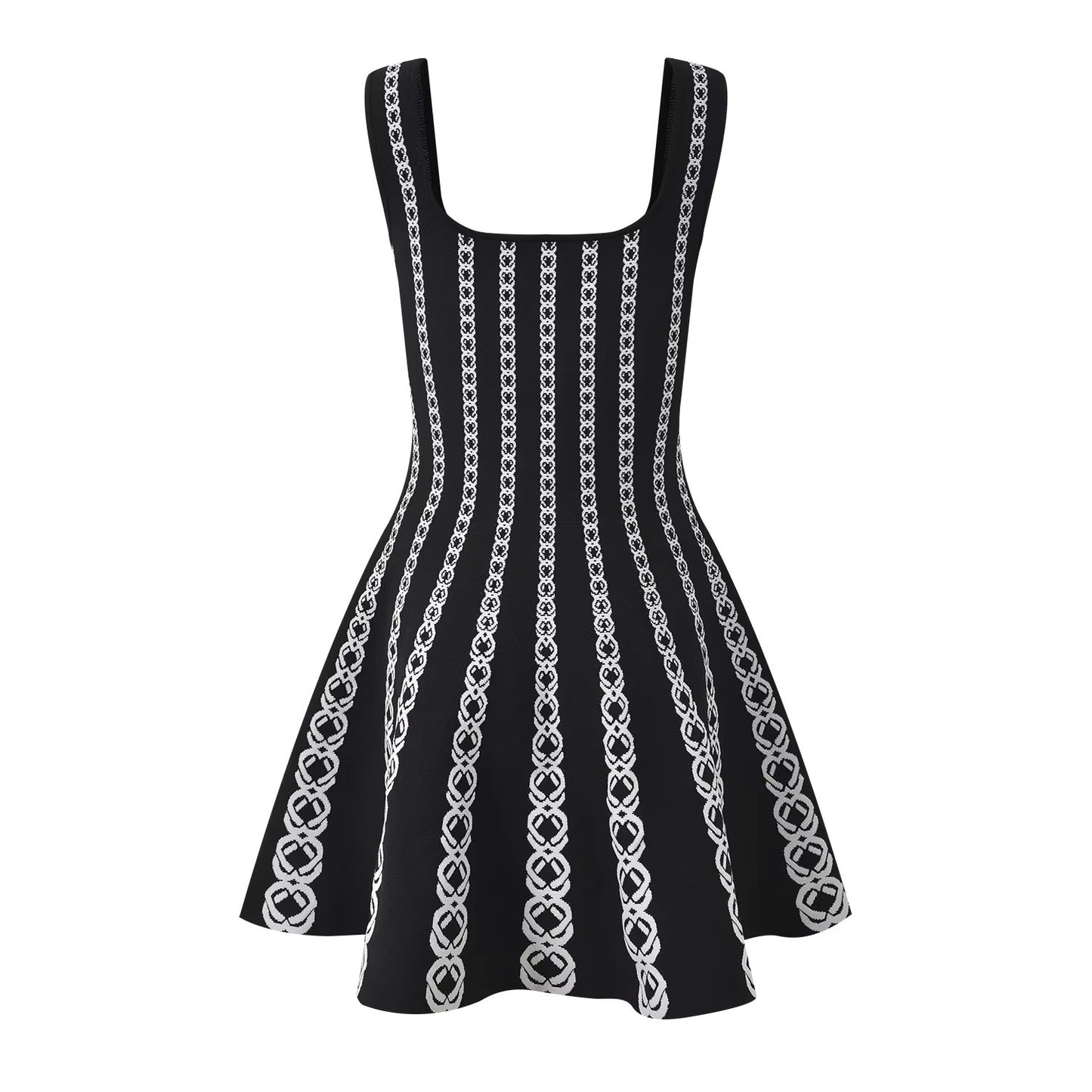 Black & White Knit Bandage Mini Dress