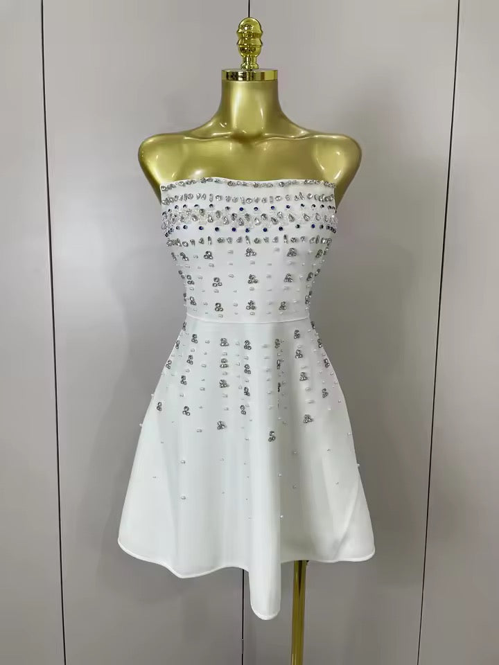 Embellished Strapless Bandage Dress