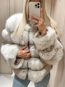Divine Fox Fur Genuine Leather Jacket