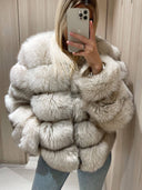 Divine Fox Fur Genuine Leather Jacket