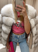 Divine Fox Fur Genuine Leather Jacket