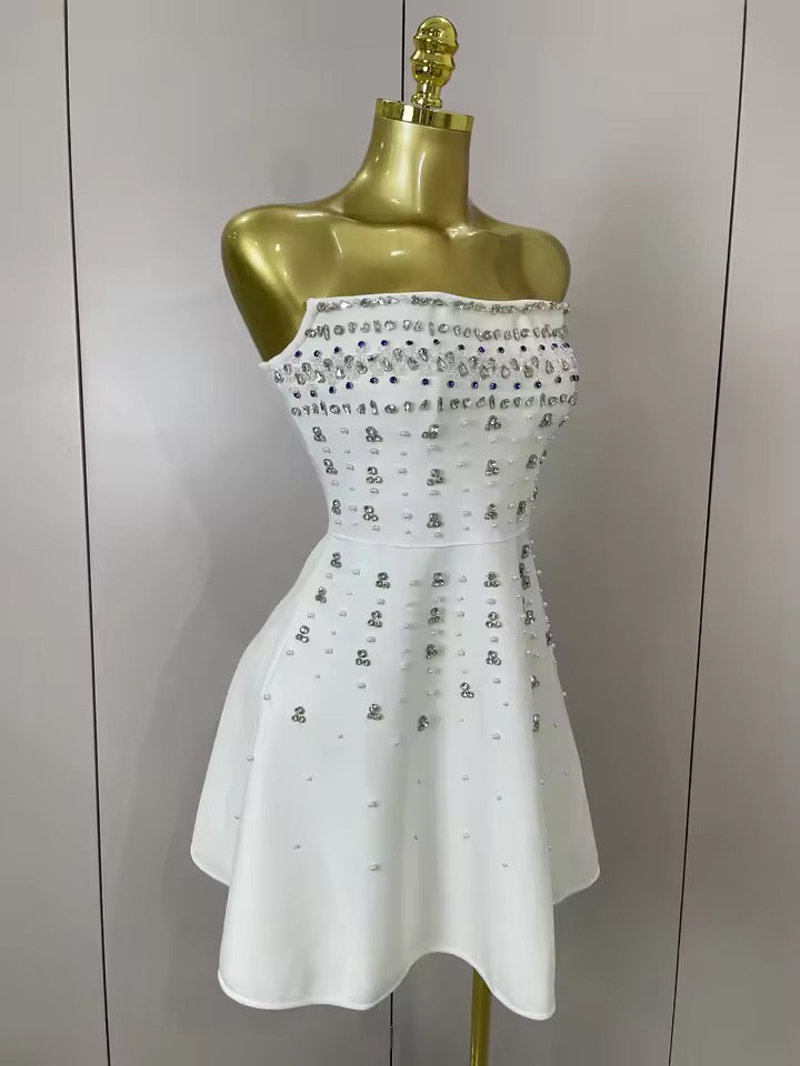 Embellished Strapless Bandage Dress