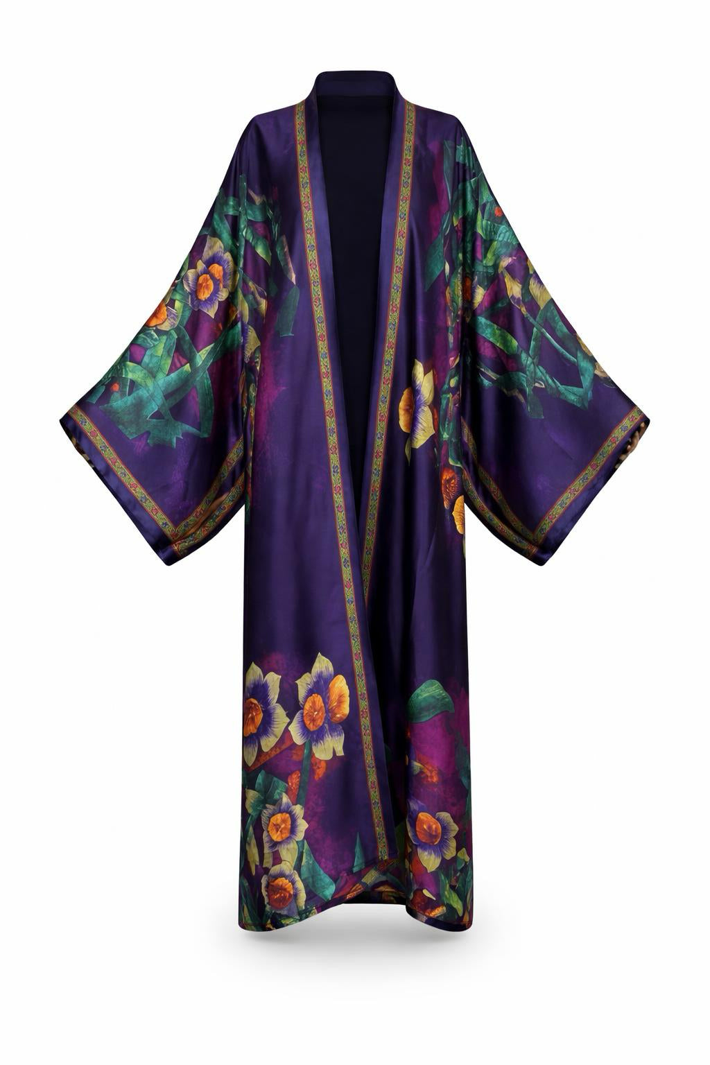 Rana Geometric Silk Kaftan Abaya