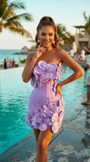 Lavender Bloom Bandage Mini Dress