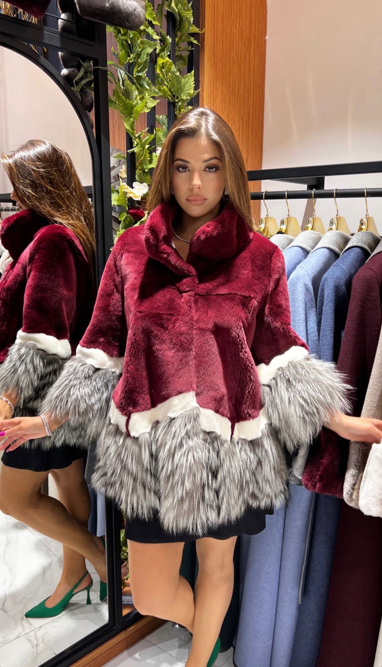 REAL FOX FUR AND RABBIT FUR JACKET