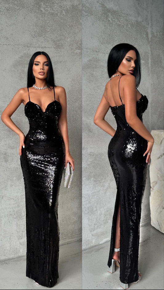 Carla Long Sequin Evening Dress