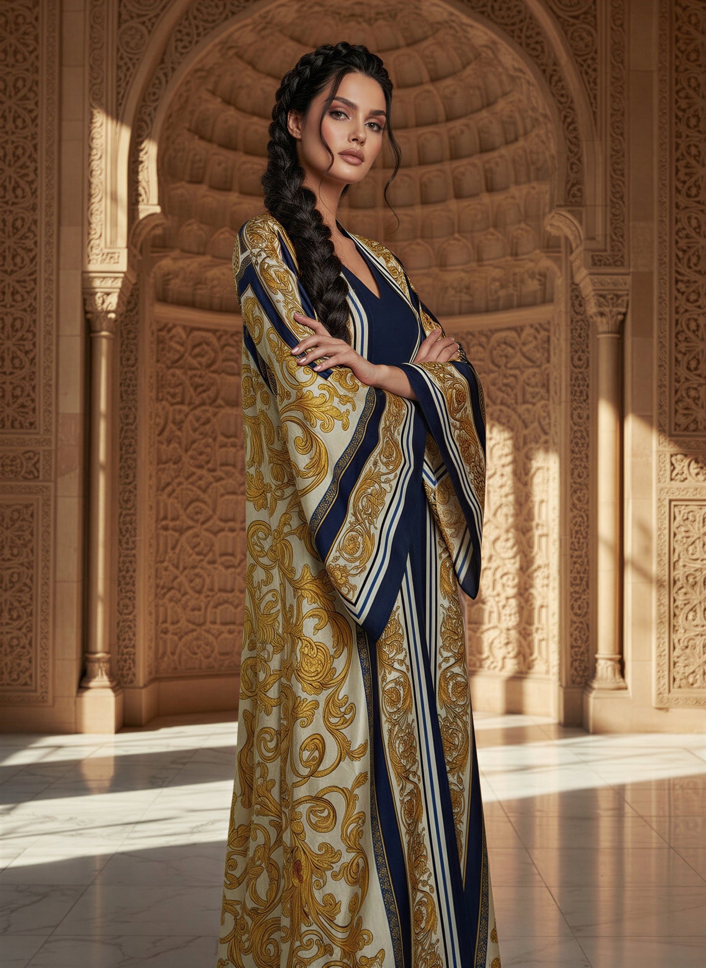 Nada Printed Silk Abaya