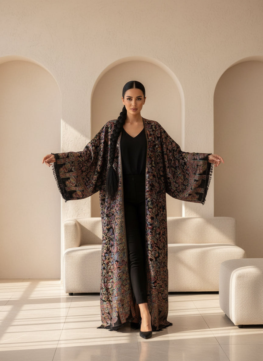 Paisley Print Wool Abaya – Winter Heritage Collection