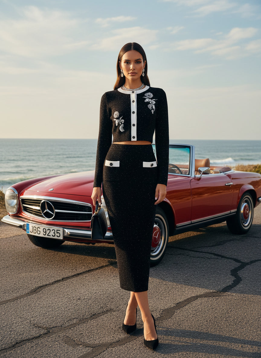 Embellished Knit Two-Piece Set