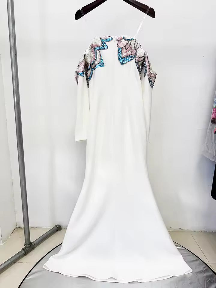 Off-Shoulder Embellished Maxi Dress
