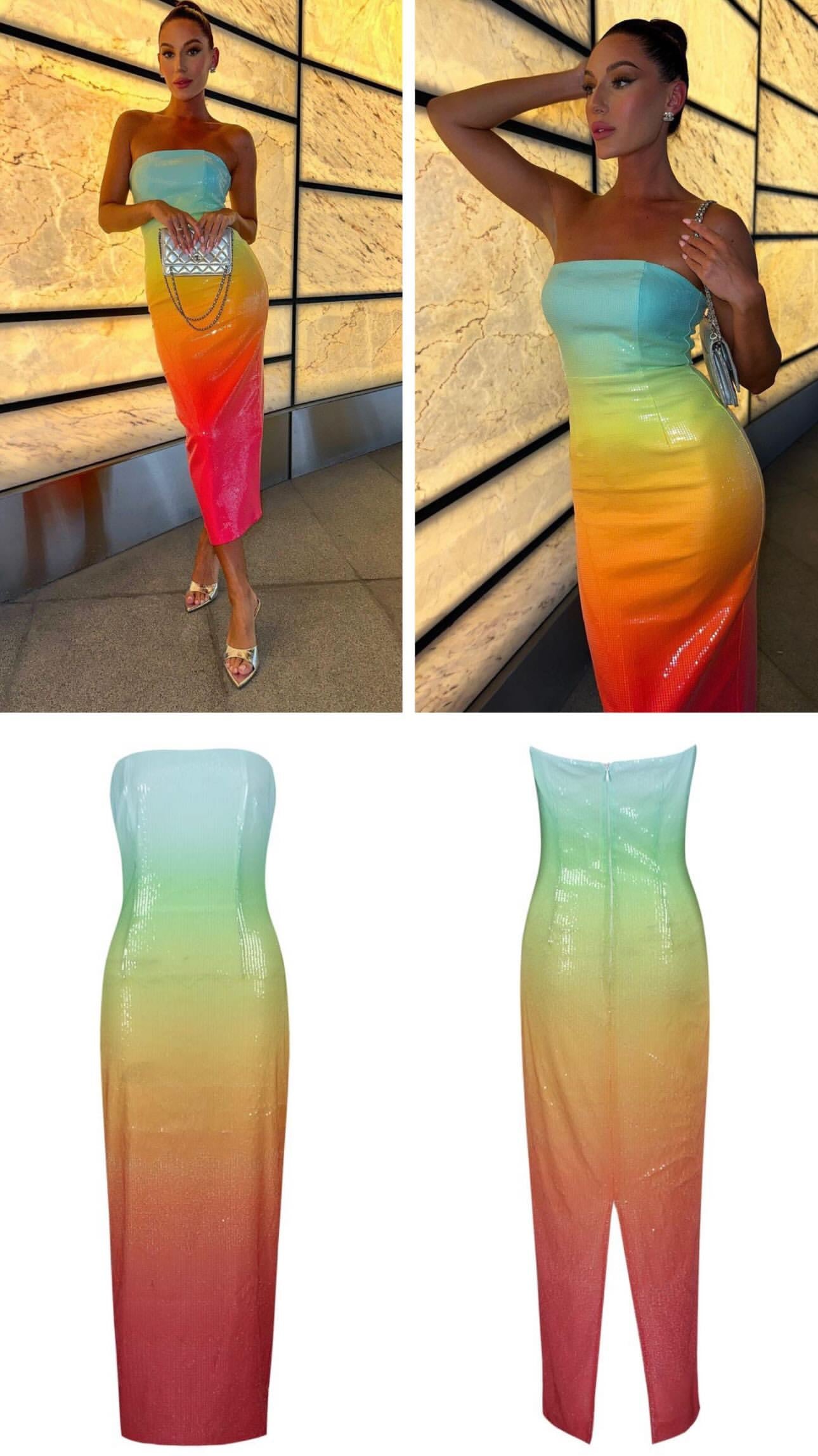 Rainbow Sequin Midi Dress