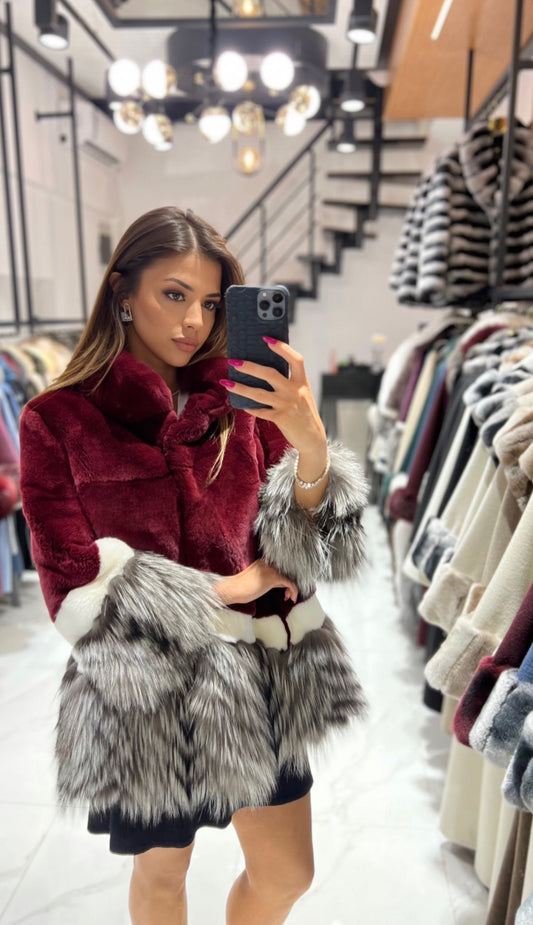 REAL FOX FUR AND RABBIT FUR JACKET