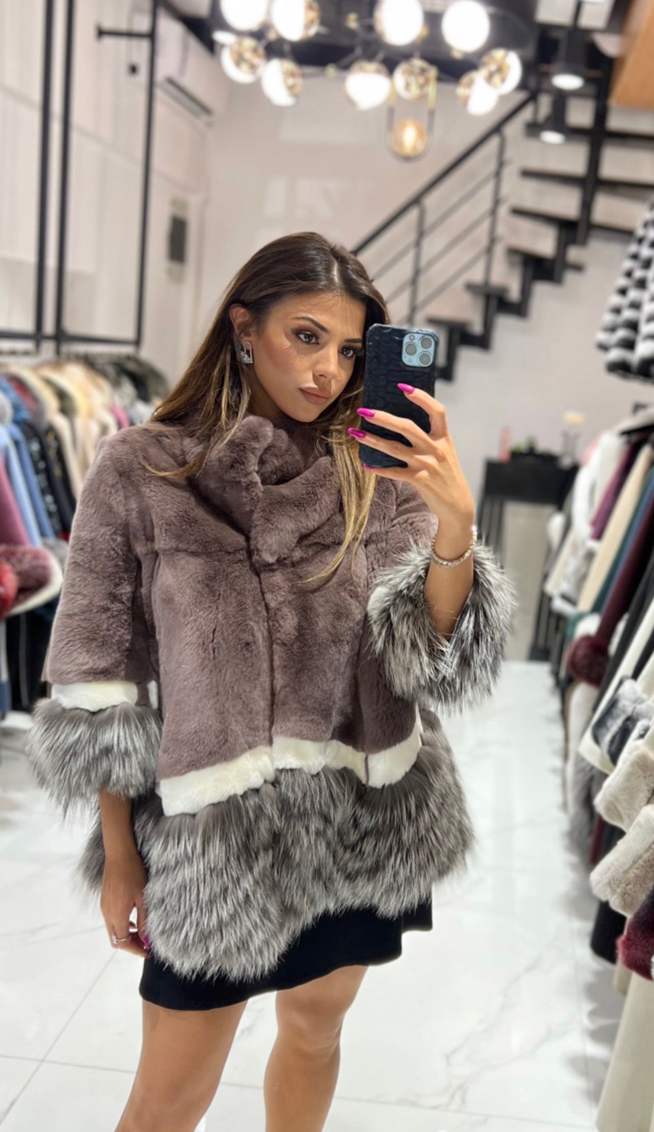 REAL FOX FUR AND RABBIT FUR JACKET