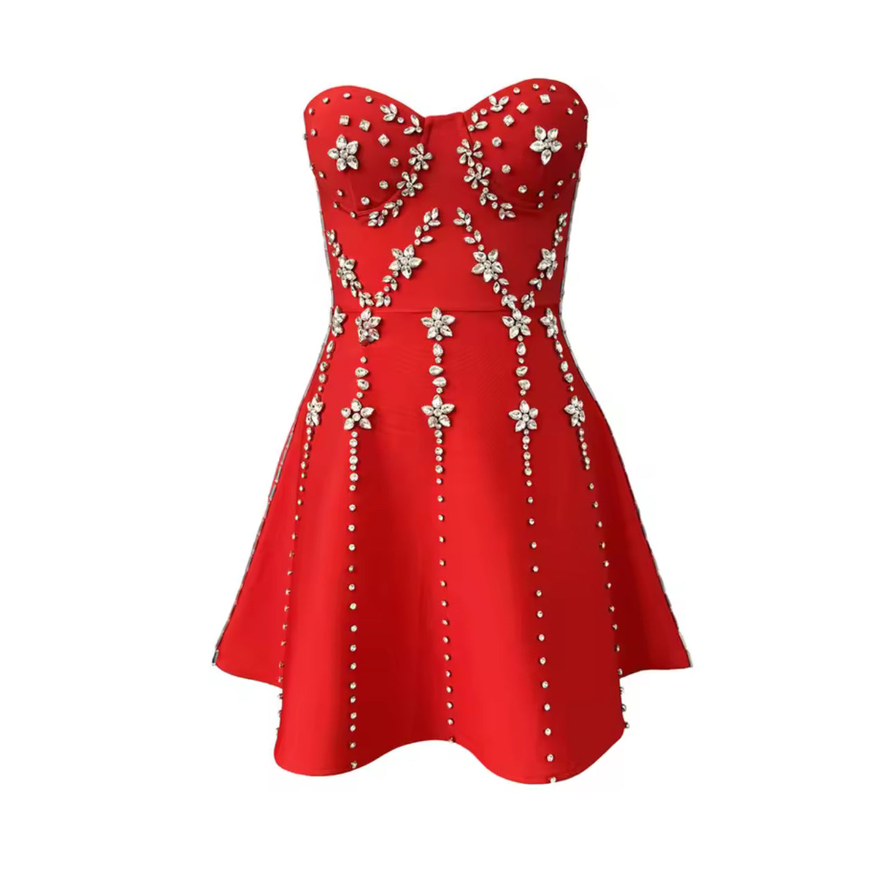 Embellished Strapless Bandage Dress