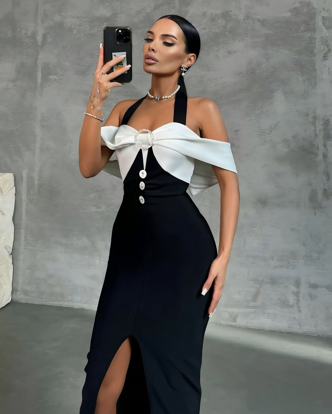 Black & White Bandage Midi Dress