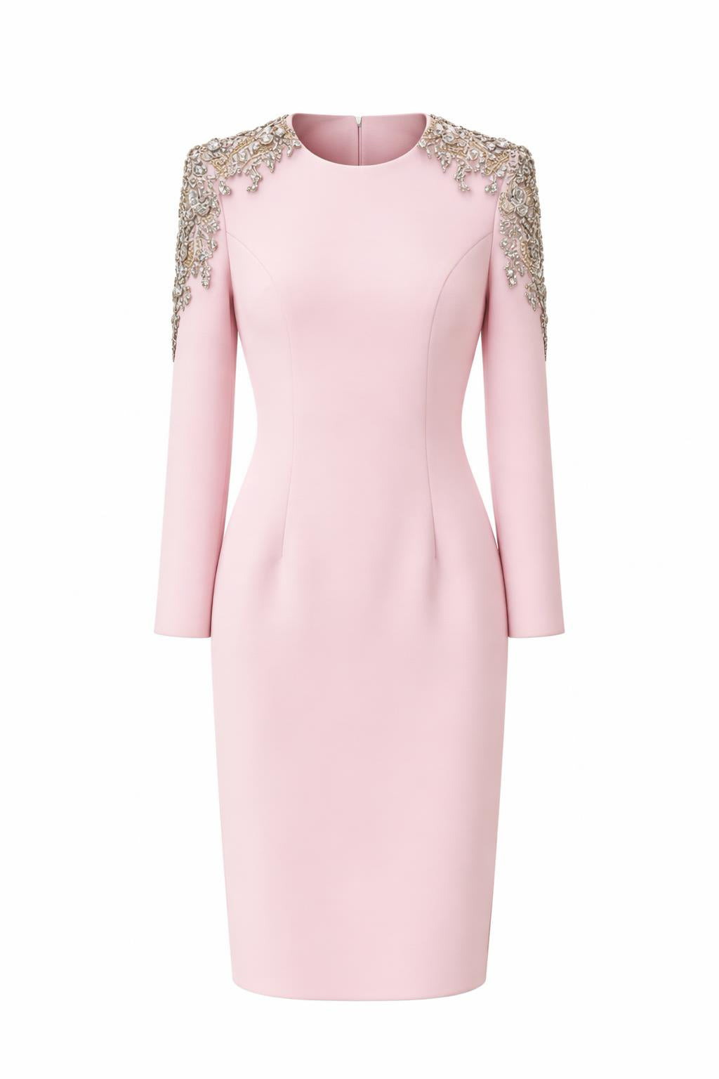 Diamond Beaded Long Sleeve Elegant Dress