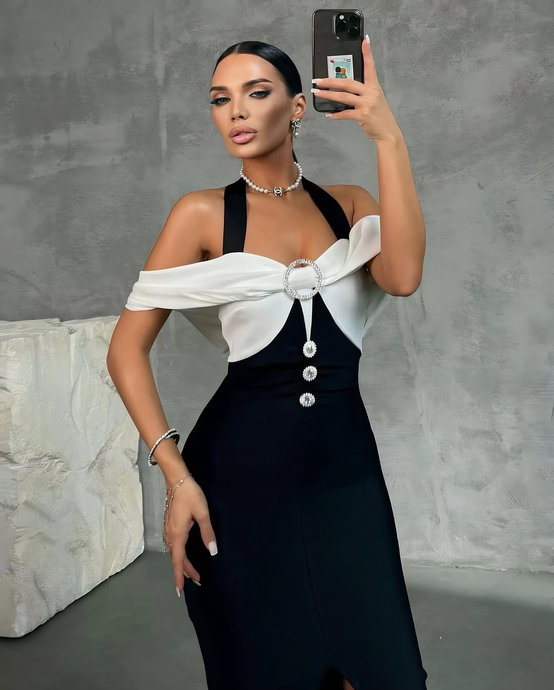 Black & White Bandage Midi Dress