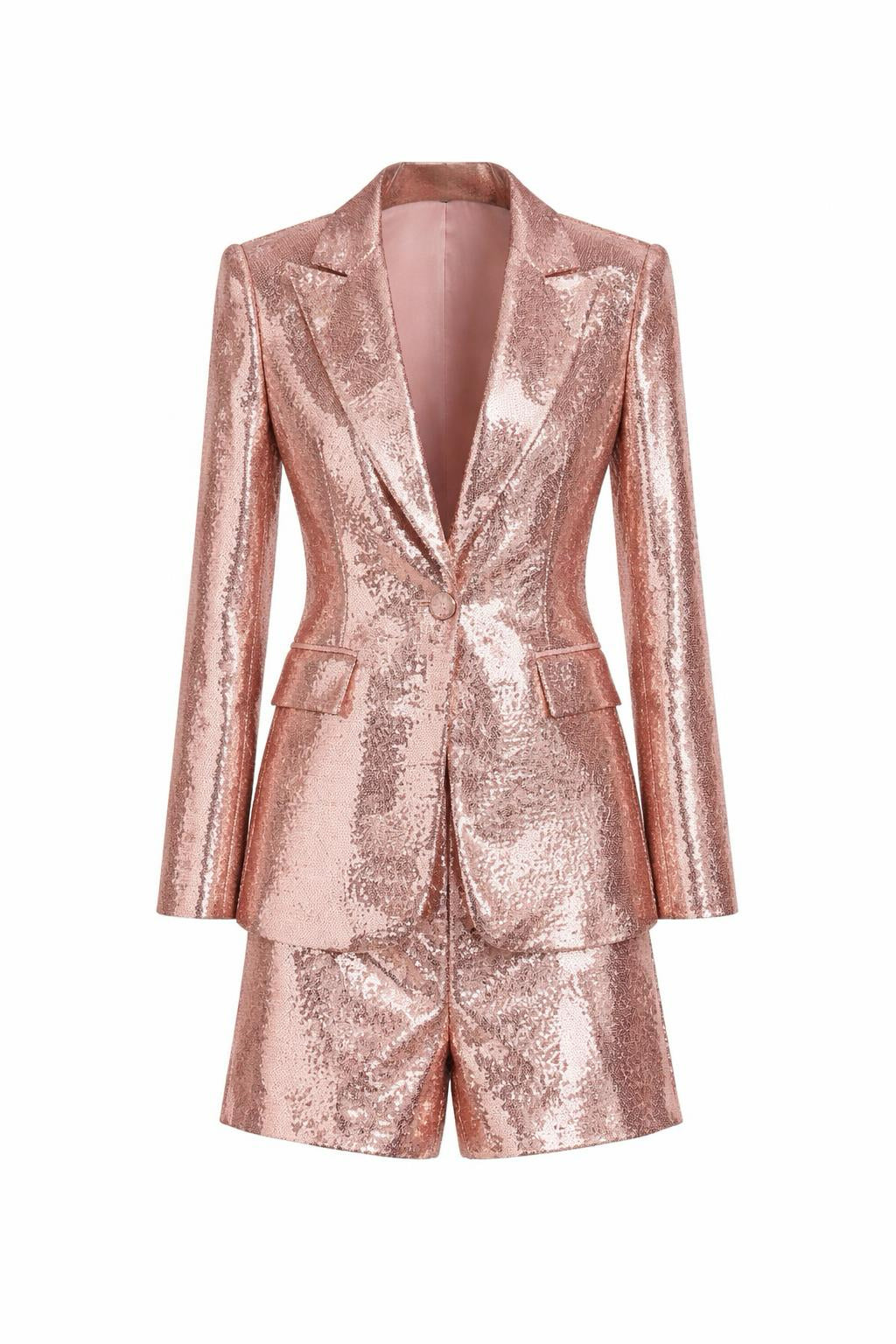 Set da due pezzi con paillettes Larissa color champagne 