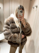 Chocolate Fox Fur Genuine Leather Jacket