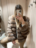 Chocolate Fox Fur Genuine Leather Jacket