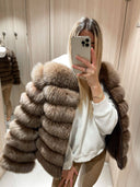 Chocolate Fox Fur Genuine Leather Jacket