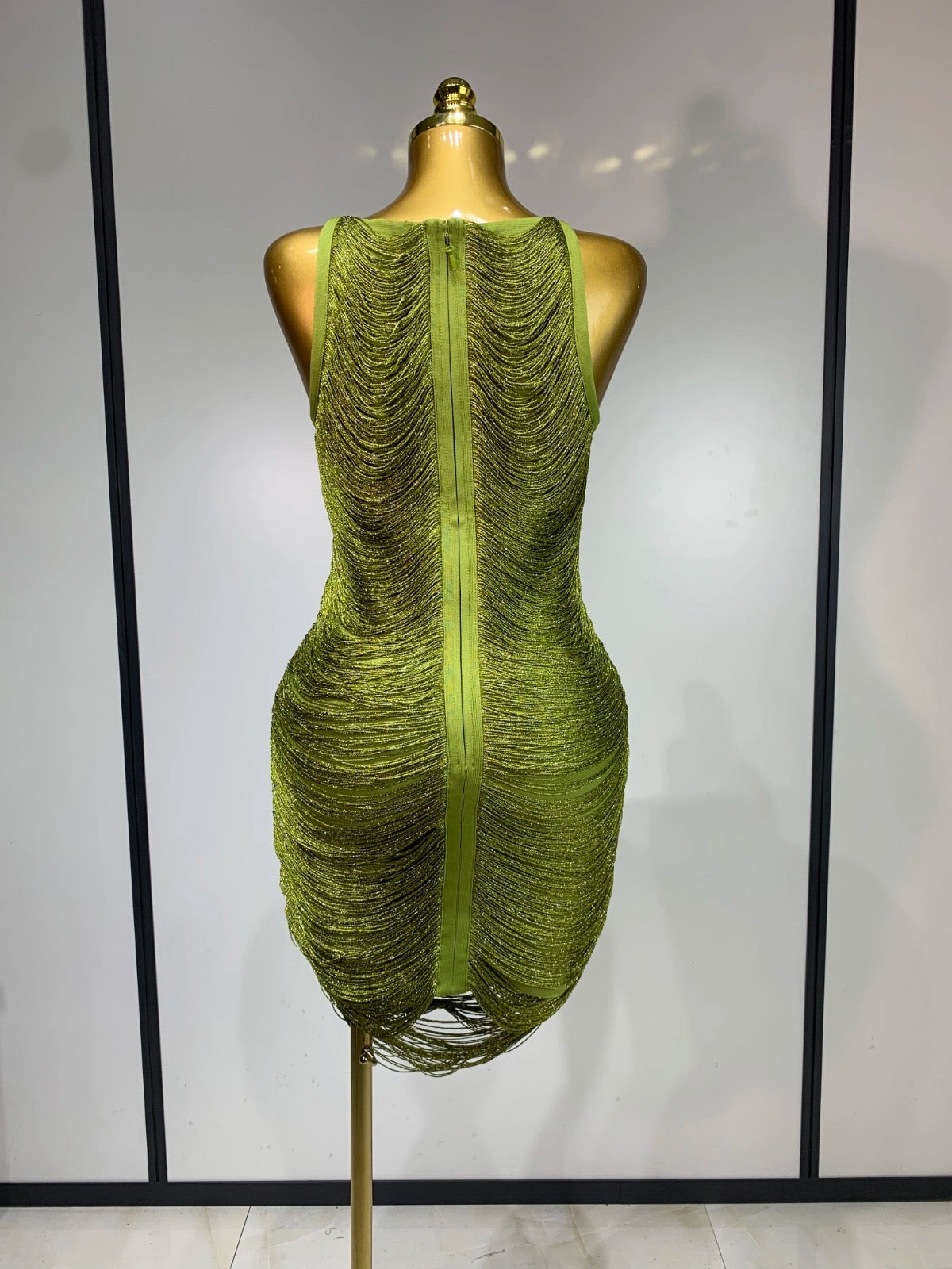 Olive Shimmer Bandage Dress