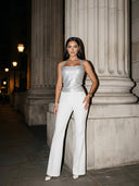 Silver Metallic Corset Top – Cross Back Evening Top
